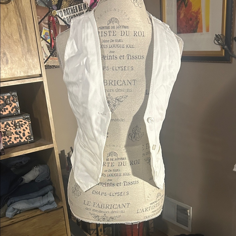 YFB White Button-Up Vest - XS